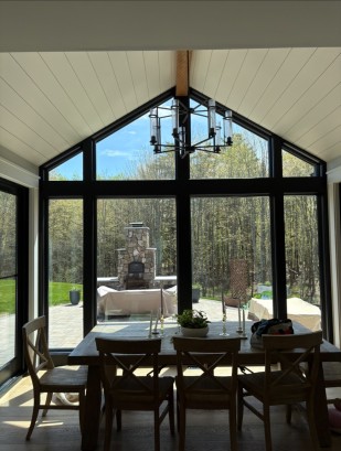 Crystal clear windows in a Maine sunroom